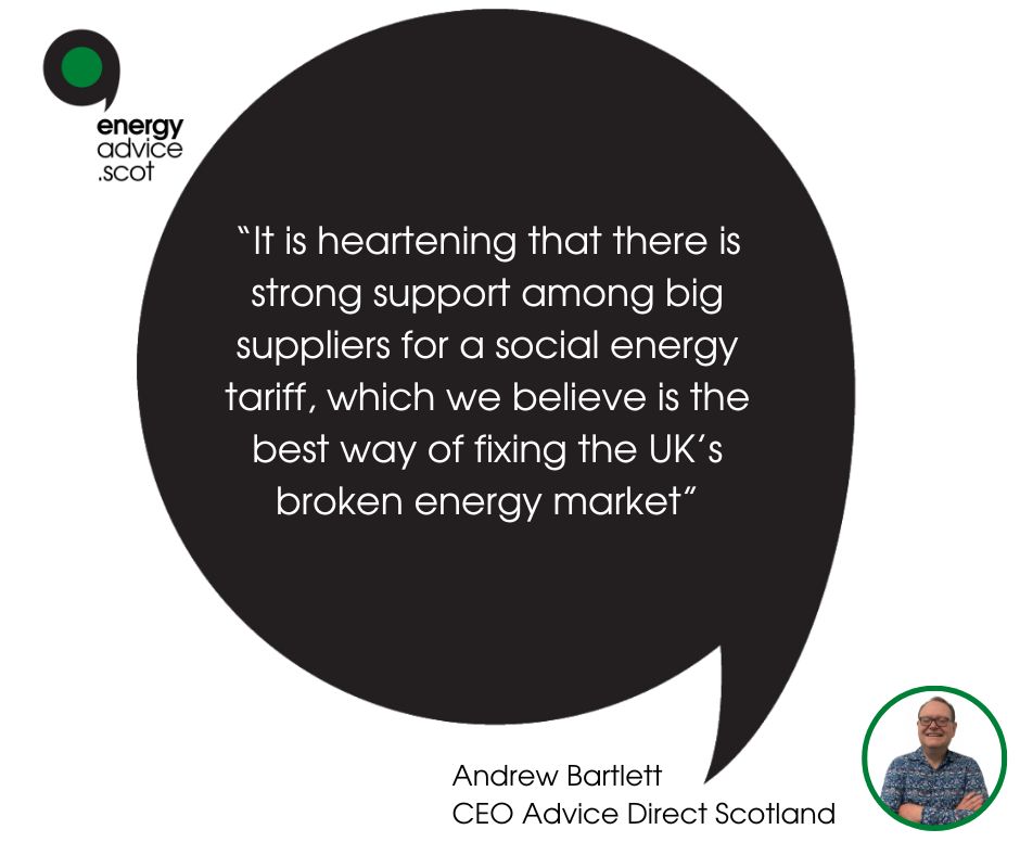 Andrew Barteltt comment on energy bosses giving their backing to a social energy tariff 